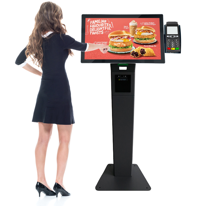 21.5 inch android/ windows pos touch screen kiosk with qr scanner and 80mm printer