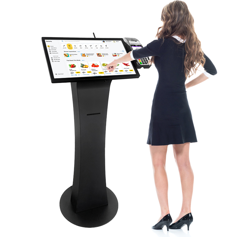 21.5 27 32 inch 80mm printer touch screen kiosk with pos device bracket